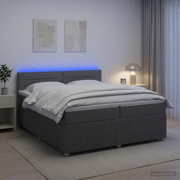 Sengestel med madras - EKSKLUSIV HUS - Boxspring seng - Mørkegrå - 200 x 200 cm - Justerbar hovedgærde Mörkgrå