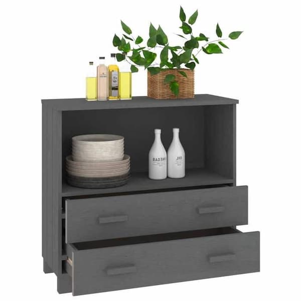 Maison Exclusive - Buffé HAMAR Mörkgrå 85x35x80 cm Massivt furu
