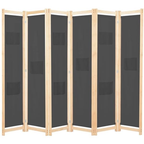 Avskiljande vägg - Exklusivt hem - 6 paneler - Grå - 240 x 170 x 4 cm Grå