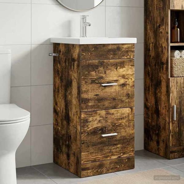 Maison Exclusive - Badeværelsesmøbel med vask Røget eg 42 x 40 x 84,5 cm