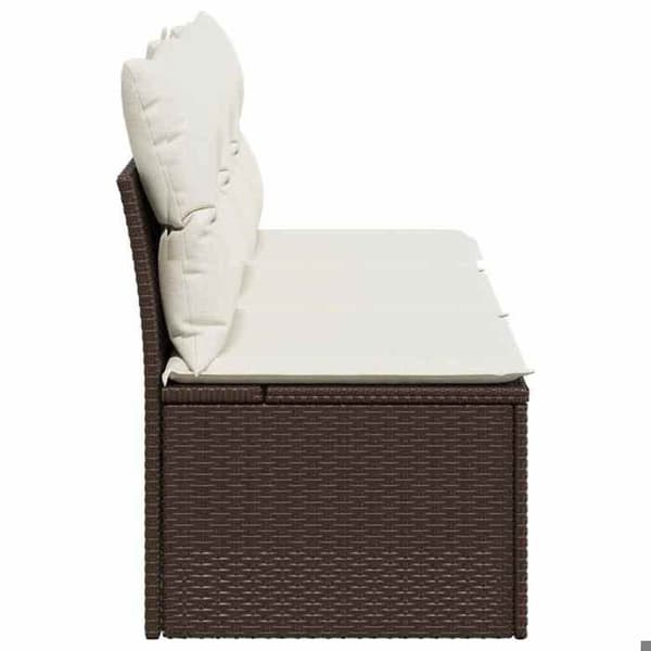 Maison Exclusive - Trädgårdsoffa med kuddar 3 platser brun flätad resin