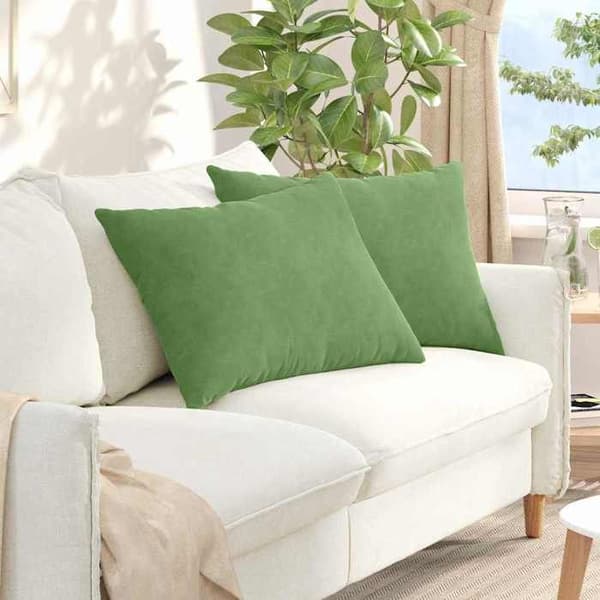 Sofa puder - EKSKLUSIV HUS - 70 x 50 cm - Sæt af 2 - Fløjl - Lys grøn Ljusgrön