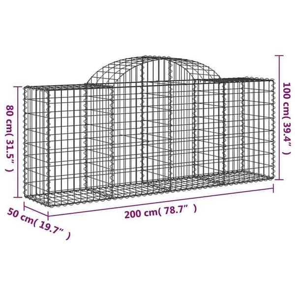 Maison Exclusive - Bågformade gabionkorgar 25 st 200x50x80/100 cm Galvaniserat stål silver-