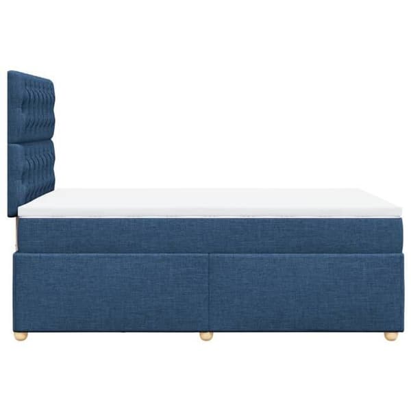 Maison Exclusive - Sengebund med lameller og blå madras 120x190 cm stof