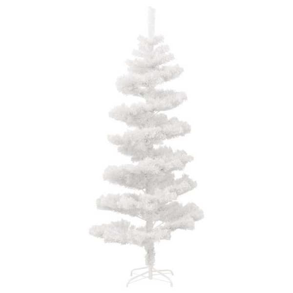 Maison Exclusive - Helixformad förbelyst julgran och vit ställning 150cm PVC Vit (stöd)