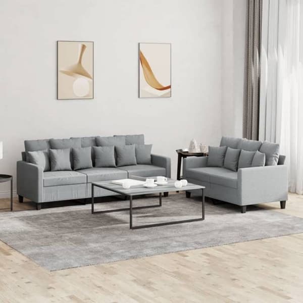 Maison Exclusive - 2 kpl sohvakokonaisuus tyynyillä, vaaleanharmaa kangas