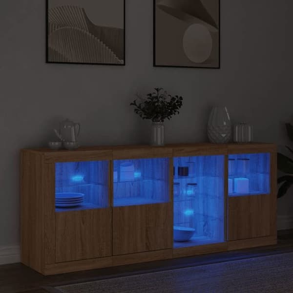 Maison Exclusive - Buffet med LED-lys egetræ sonoma 164x37x67 cm