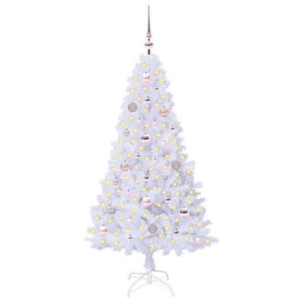 Kunstigt juletræ - EKSKLUSIV HUS - 150 cm - Hvid - LED USB 8 tilstande - PVC & stål Vit