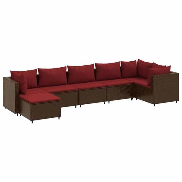 Maison Exclusive - Trädgårdsmöbler med kuddar 7 delar brun flätad resin