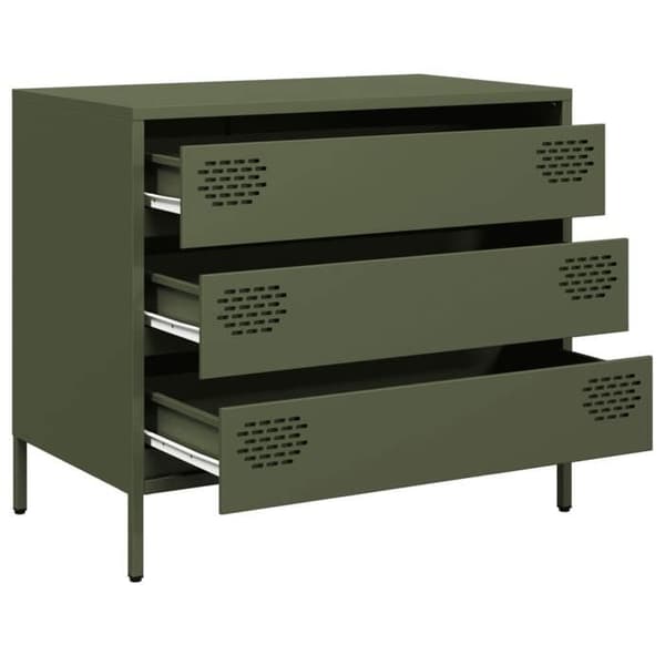 Maison Exclusive - Buffé grön oliv 68x39x58,5 cm kallvalsat stål
