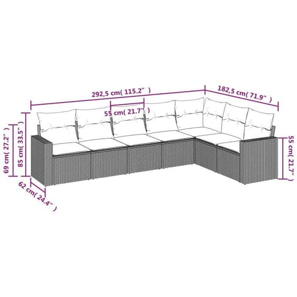 Maison Exclusive - Trädgårdsmöbler med kuddar 7 delar ljusgrå flätad resin