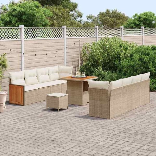 Maison Exclusive - 12-delars trädgårdsoff-set i beige och kräm polyrotting Beige och kräm