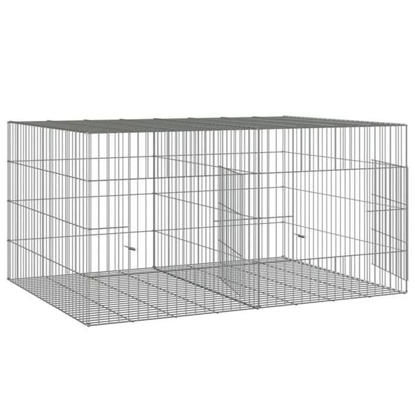 Kaninhägn - Exklusivt hus - 2 paneler - Galvaniserat järn - 110x79x54 cm Silver