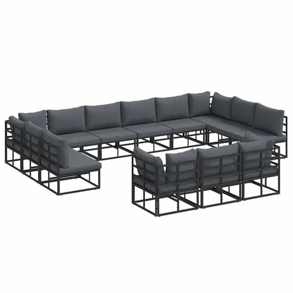 Maison Exclusive - 13-delars trädgårdsoff-set i svart aluminium