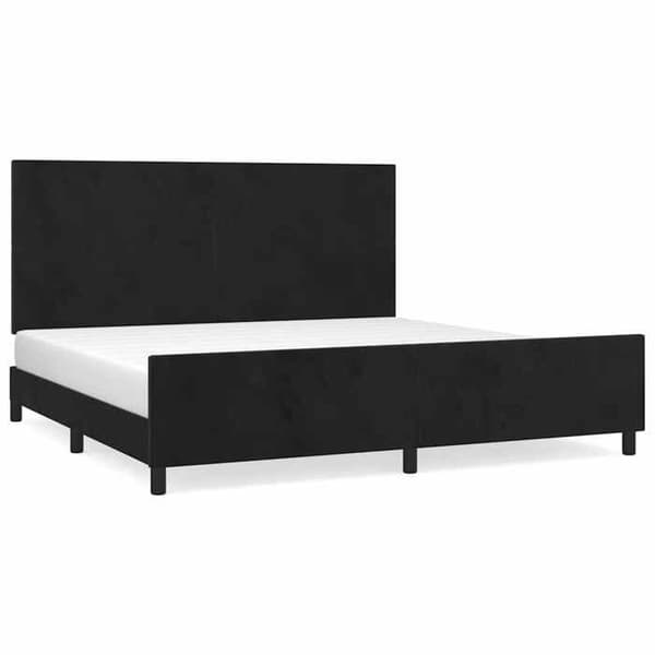 Sengestel - EKSKLUSIV HUS - 200x200 cm - Velour - Sort - Justerbar hovedgærde Svart