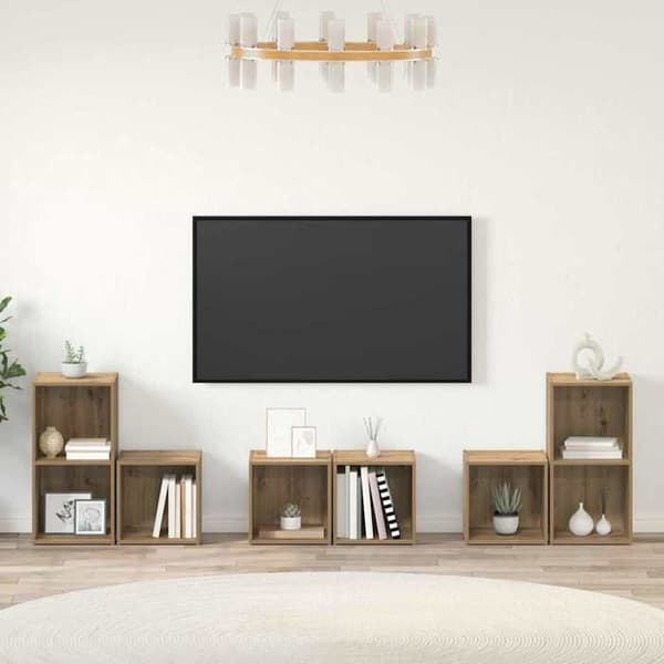 Maison Exclusive - TV-møbel sæt 6 stk 37 x 35 x 72 cm Håndlavet eg