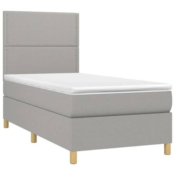 Maison Exclusive - Sengebund med lameller og madras Lys grå 90x200 cm Stof