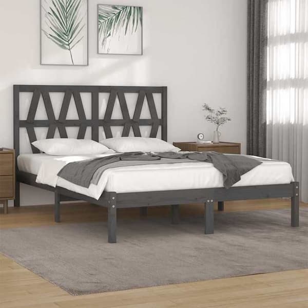 Maison Exclusive - Sengestel uden madras grå massivtræ 200x200 cm grå