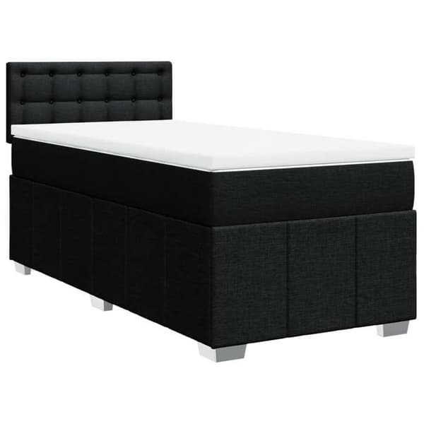 Maison Exclusive - Seng med lamelbund og madras Sort 90x200 cm Stof