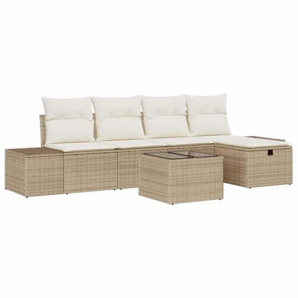 Trädgårdsmöbler - EXKLUSIVT HUS - Set 6 delar - Beige - Poly rattan - Modulär beige