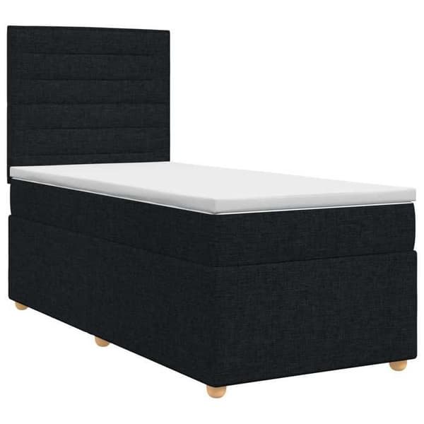Maison Exclusive - Boxspring säng med madrass Svart 90 x 200 cm Tyg