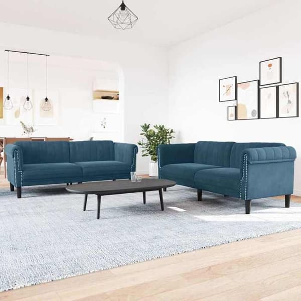 Maison Exclusive - 2 kpl sinisiä samettisohvia