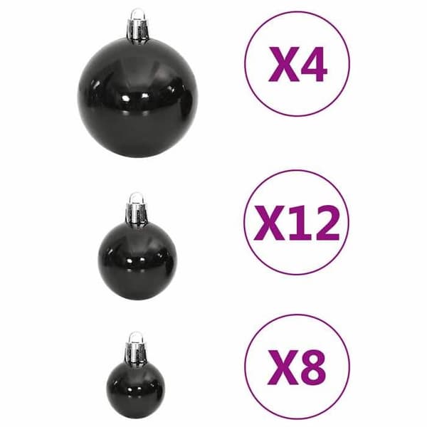 Maison Exclusive - Set med 111 stycken svarta julkulor i polystyren