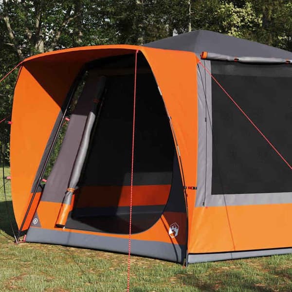 Maison Exclusive - Campingtelt Grå og orange 420 x 420 x 227 cm Polyester