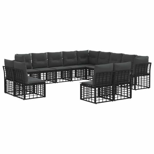 Maison Exclusive - Sæt af udendørs sofaer i sort og mørkegrå polyester