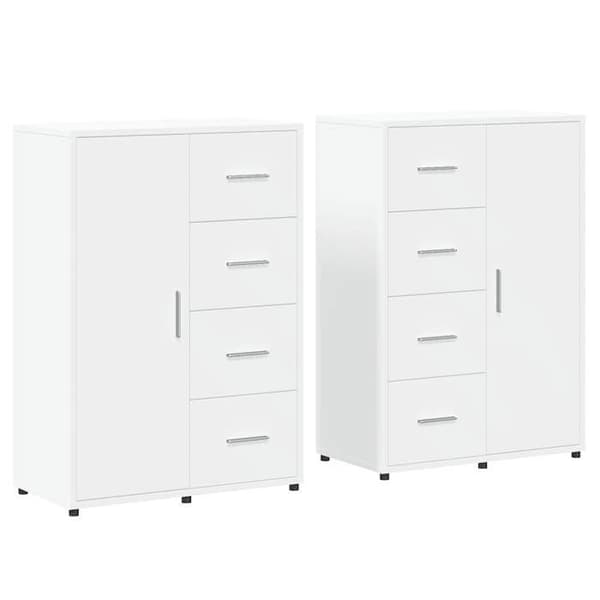 Maison Exclusive - Bufféer 2 st vit 60x31x84 cm ingenjörsträ Vit