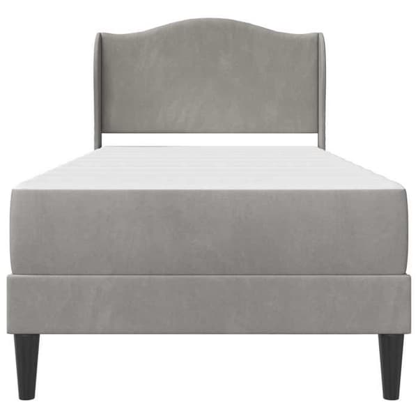 Sengestel - EKSKLUSIV HUS - 90 x 200 cm - Lys grå velour - Krydsfiner & faste lameller - Opbevaring under seng Ljusgrått
