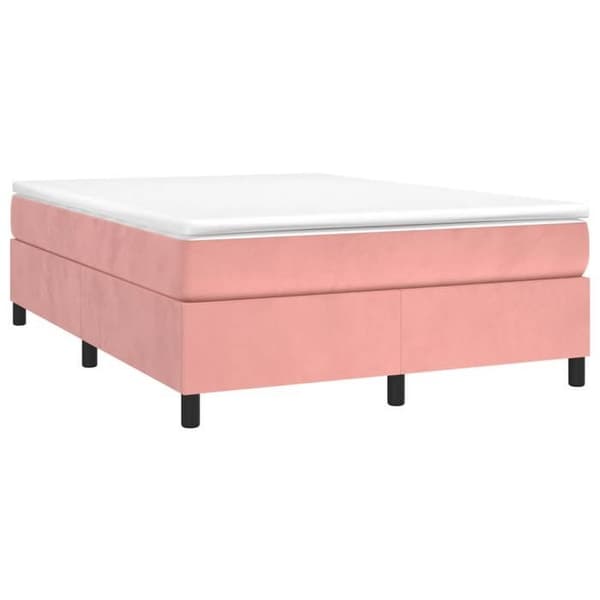 Sengestel - Eksklusivt Hus - 140x200 cm - Blødt velour - 2 pladser - Robust fødder rosa