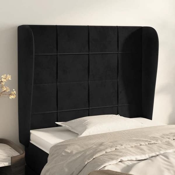 Maison Exclusive - Päätylevy korvilla Musta 93x23x118/128 cm Sametti