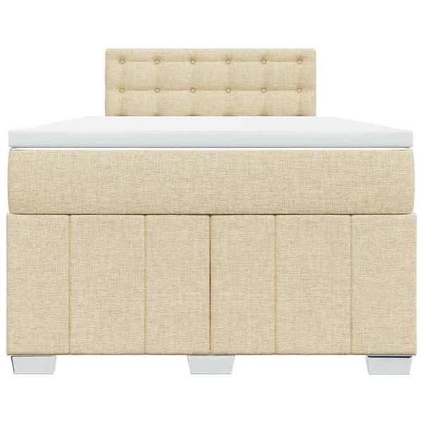 Maison Exclusive - Sengebund med lameller og madras Creme 120x200 cm Stof