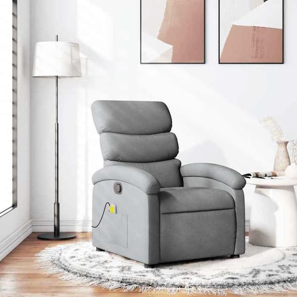 Maison Exclusive - Ljusgrå lutande massagefåtölj i tyg Ljusgrått