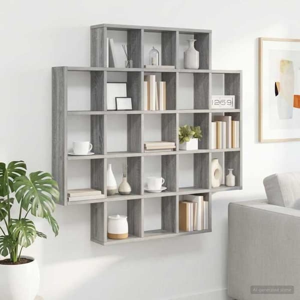 Maison Exclusive - Sonoma grå væghylde 100 x 13 x 100 cm ingeniørtræ