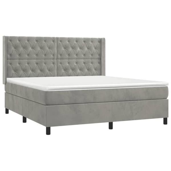 Maison Exclusive - Seng solid bund med socker og madras Grå 160x200cm Velour