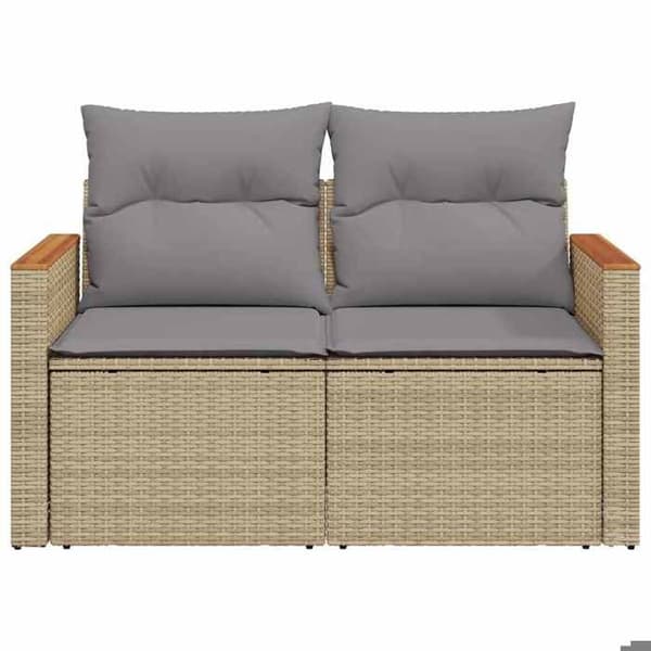 Maison Exclusive - Trädgårdsoffa med kuddar 2 platser beige flätad resin