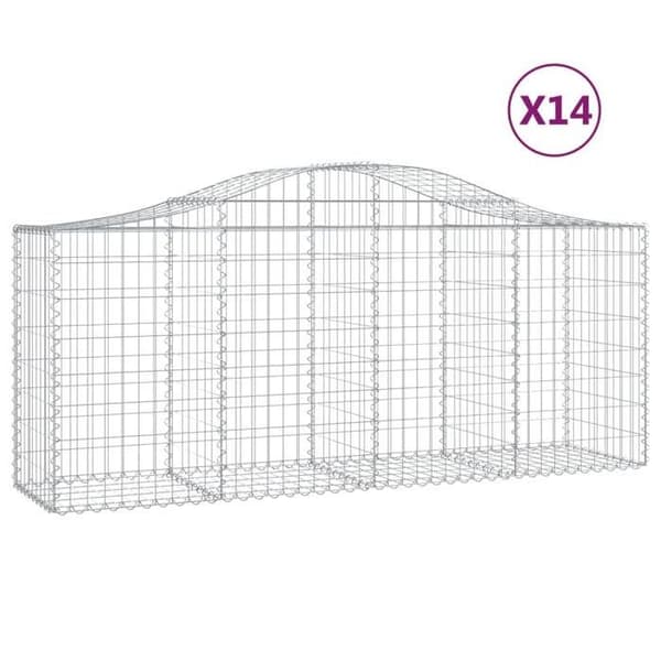 Maison Exclusive - Bågformade gabionkorgar 14 st 200x50x80/100 cm Galvaniserat stål silver-