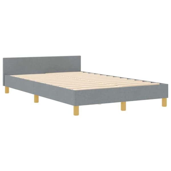 Sängram - EXKLUSIV HEM - Modern - 120 x 190 cm - Ljusgrå sänggavel - Sammet & förvaring Ljusgrått