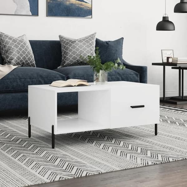 Bord - EKSKLUSIV HUS - 90x50x40 cm - Hvid - Ingeniørtræ - Stor opbevaring Vit