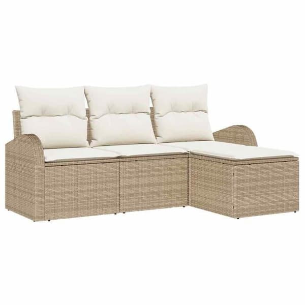 Trädgårdsmöbler - EXKLUSIVT HUS - Modulär sektionell soffa - Beige och vit - Polyrotting - Stålram Beige och vit