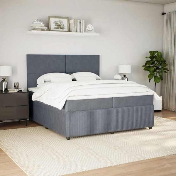 Maison Exclusive - Sänkylaatikko ja harmaa samettimatrassi 200x200cm