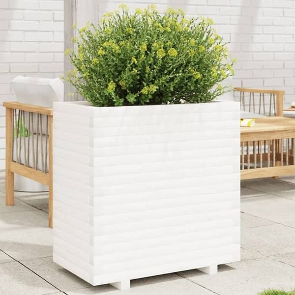 Jardinière - EXKLUSIVT HEM - 70x40x72,5 cm - Massivt furu - Vit - Rektangulär Vit