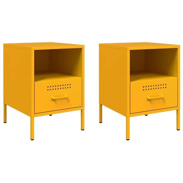 Maison Exclusive - Sängbord 2 st senapsgul 36x39x50,5 cm stål