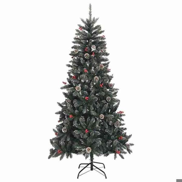 Kunstig juletræ - EKSKLUSIV HUS - Moderne - Grøn 210 cm - PVC & stål - LED USB Grön