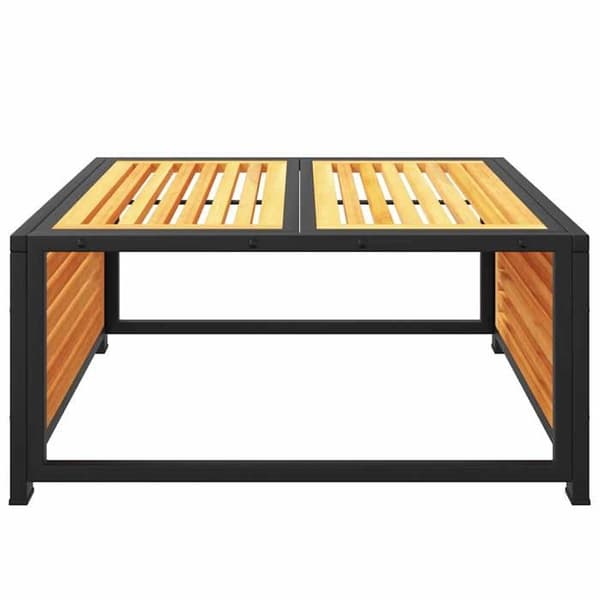 Havemøbel - EKSKLUSIV HUS - 68x68x30 cm - Massiv akacietræ - Epoxy stålramme - Kvadratisk