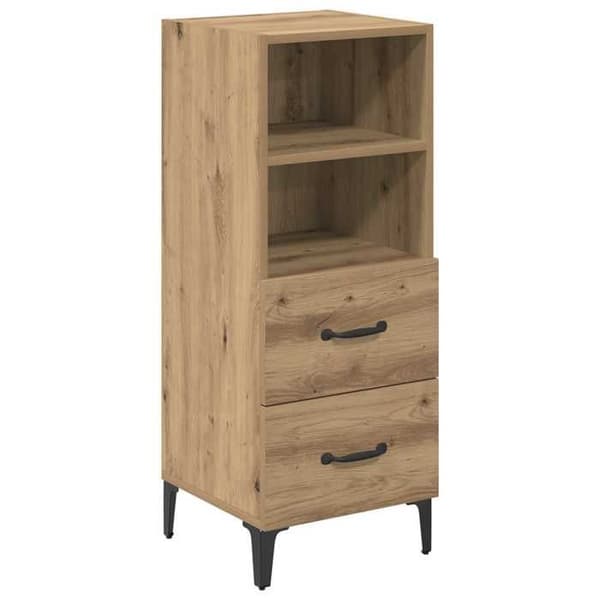 Maison Exclusive - Buffet i egetræ, håndlavet 34 x 34,5 x 90 cm Ingeniørtræ