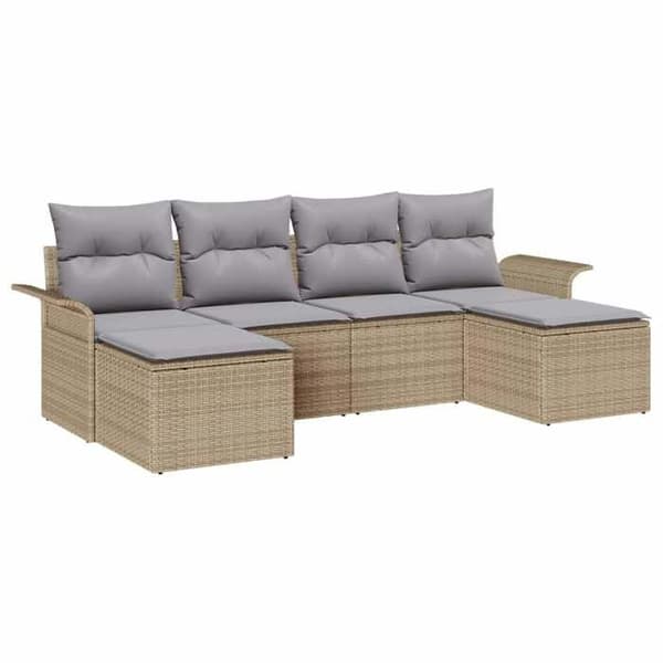 Maison Exclusive - 6 osan beige polyrottinkinen puutarhakalustesetti