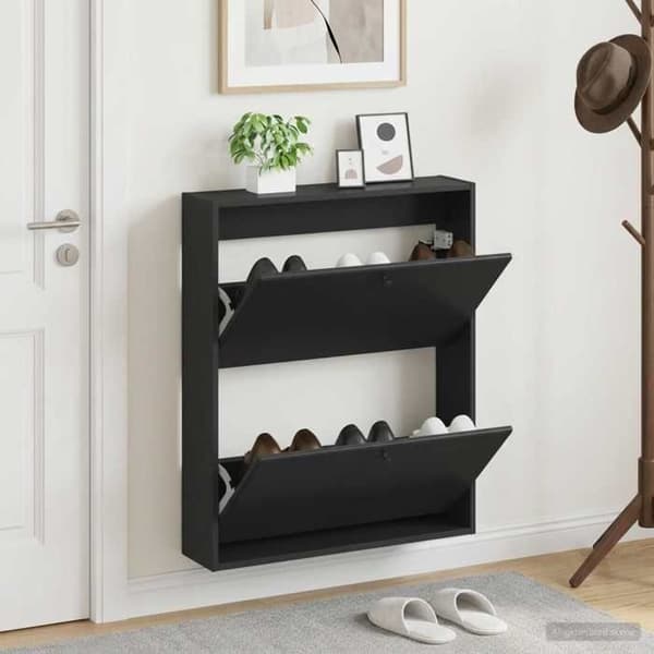 Maison Exclusive - Væghængt skoskab BREDA 71 x 17 x 86 cm Sort